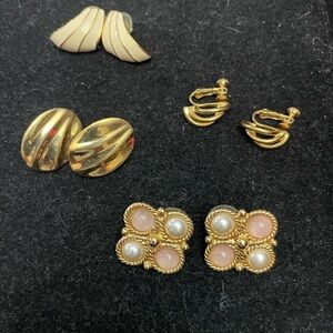 Napier Gold and Cream Earring Set